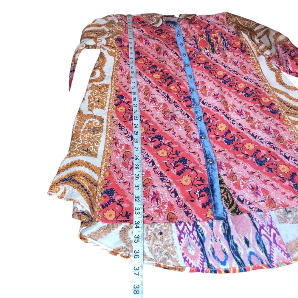 Soft Surroundings Brynn Longline Tunic Medium Paisley Floral Velvet Silk Boho - Picture 8 of 9